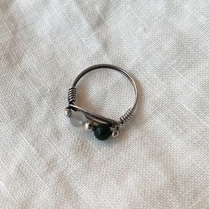 Silver Ring with Stone Beads